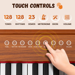 CAHAYA wooden piano with note stickers supports guided musical exploration