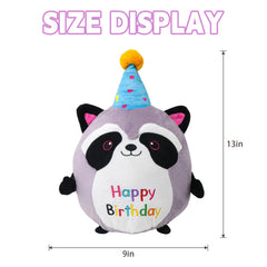 CAIYUEGG raccoon plush with birthday hat, festive gift idea