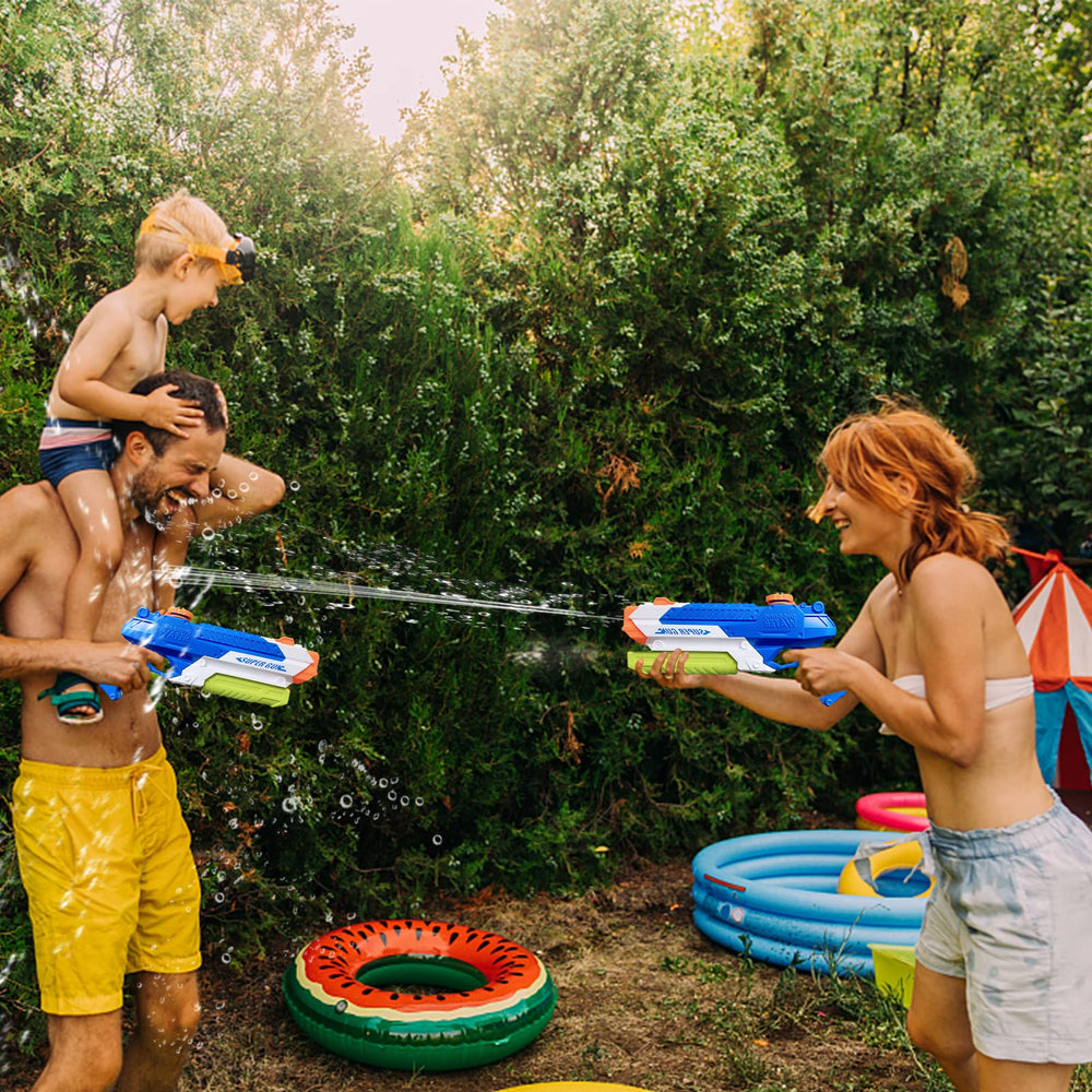 Cakuni water gun firing range up to 30 feet during play.