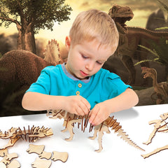 Calary 3D wooden dinosaur puzzle pieces: smooth, safe, reusable play