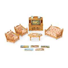 Calico Critters comfy living room sofa with interchangeable material for multiple looks.