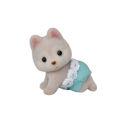 Calico Critters Husky Twins wearing removable clothing for mix-and-match play.