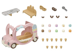 Calico Critters Ice Cream Van rear view with shop-ready display