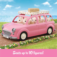 Calico Critters Picnic Van interior showing seating for up to ten figures.