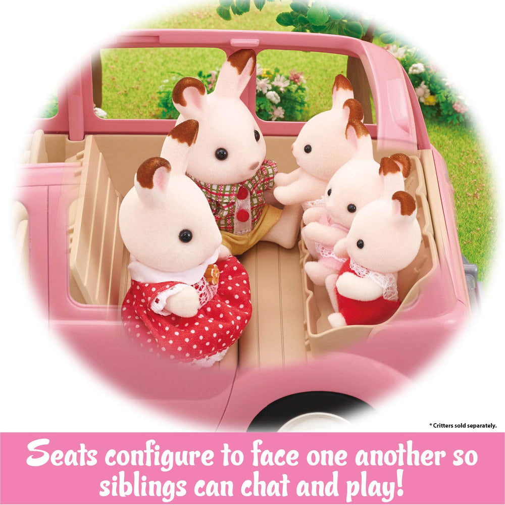 Calico Critters Picnic Van includes a picnic basket with plates and croissants.