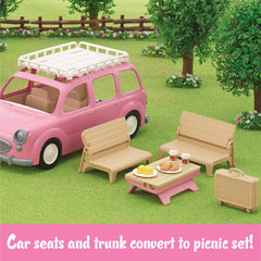 Calico Critters Picnic Van trunk door converts to a picnic table.