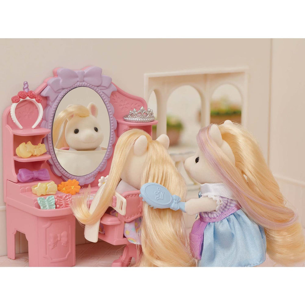 Calico Critters Pony's Stylish Hair Salon hair extensions enhance play versatility