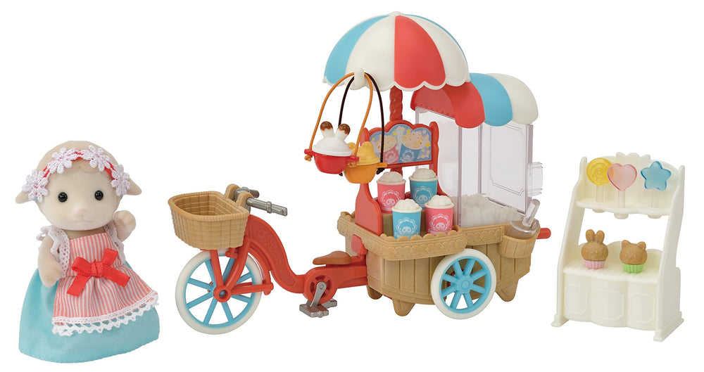 Calico Critters Popcorn Trike: Sheep Mother figure ready for imaginative park-side selling.