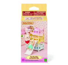 Calico Critters triple bunk beds arranged together to expand pretend worlds.
