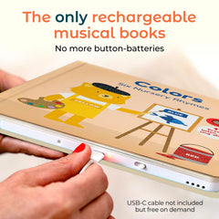 Cali's Books interactive music toy invites singing along to support listening skills.