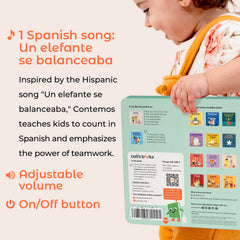 Cali's Books Spanish Count easy-on-off switch enables quiet learning.