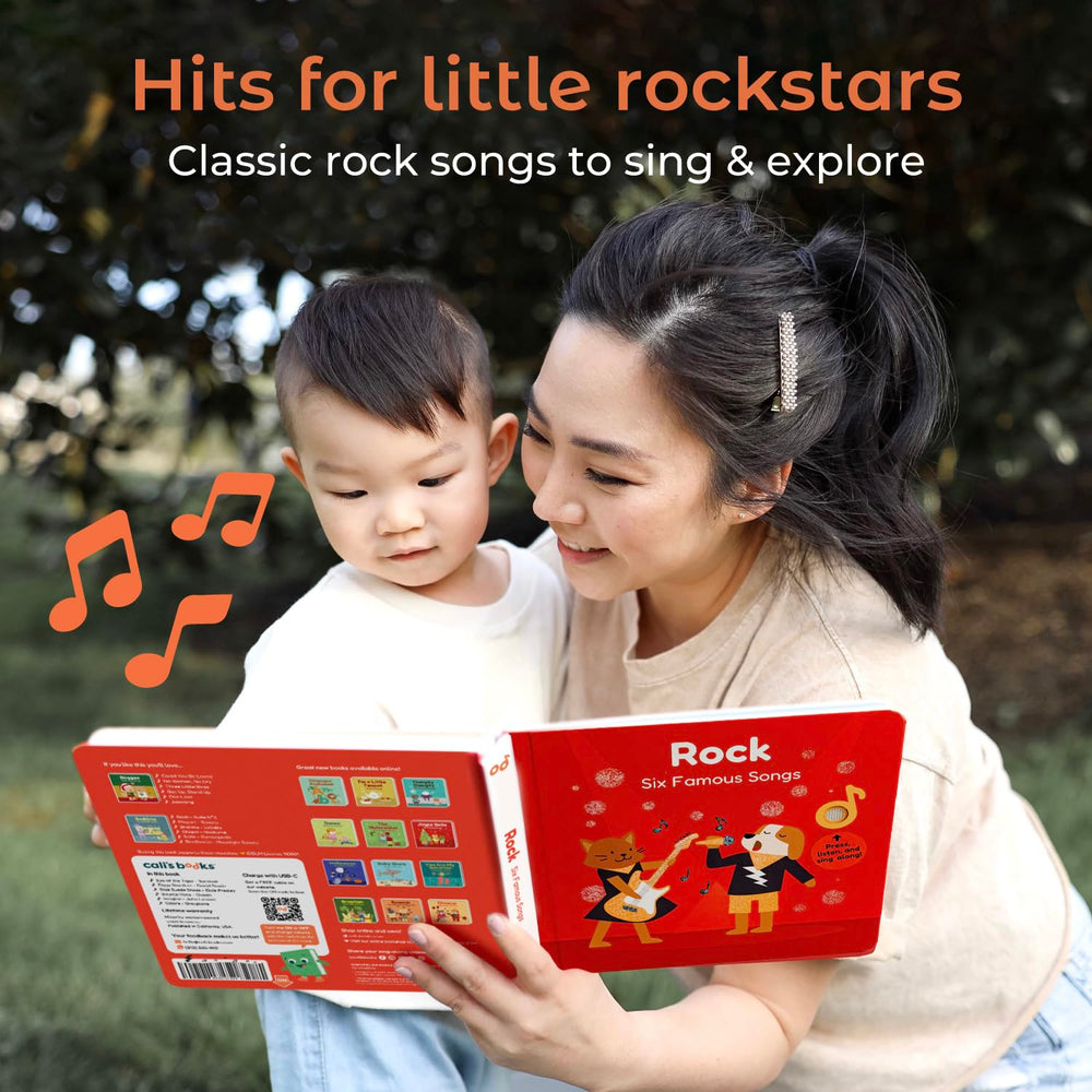 Cali's Books singing button on each page promotes engagement during early reading sessions.