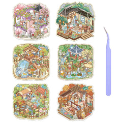 Callist Maple Leaf Teahouse 3D sticker scene perfect for planners and crafts