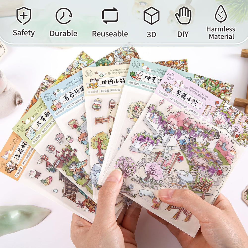 Callist Wisteria Courtyard 3D sticker scene boosts creativity in journaling