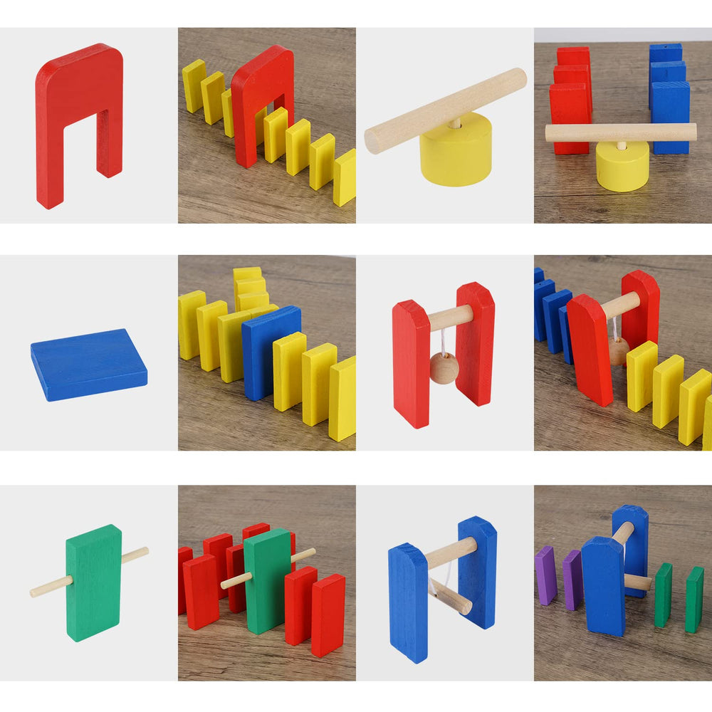 Calmado colorful wooden domino pieces ready for creative play and learning.