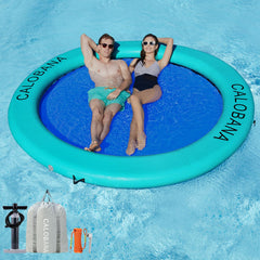 CALOBANA 8x8 floating hammock lake raft for group lounging and stable buoyancy.