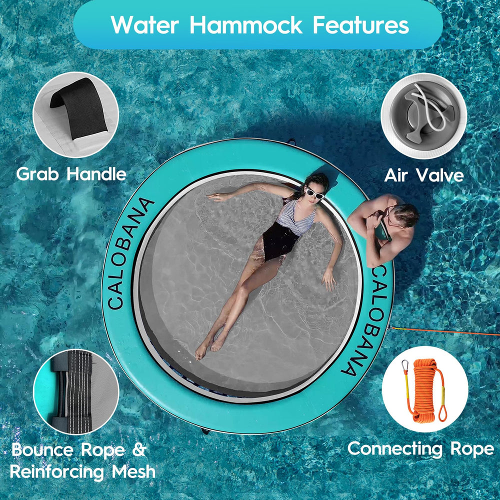 CALOBANA carry-bag-and-inflator showing easy packing and transport for on-the-go fun.