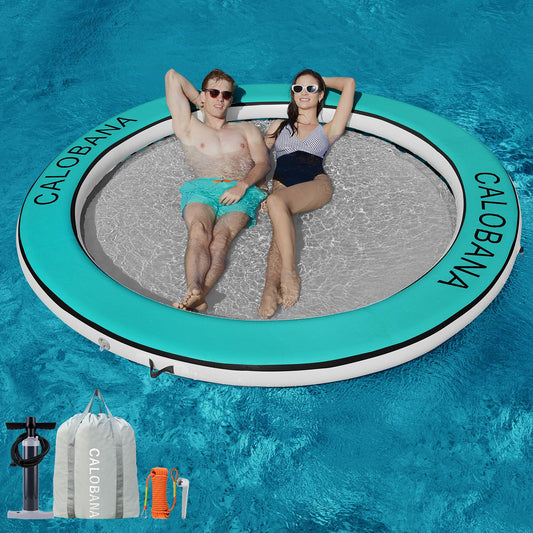 CALOBANA float ring 8ft water hammock full view highlighting sturdy construction for lake lounging.