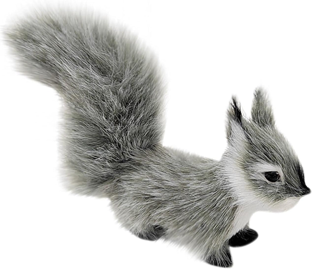 Calsgkspray gray mini squirrel plush on shelf, cozy decor accent.