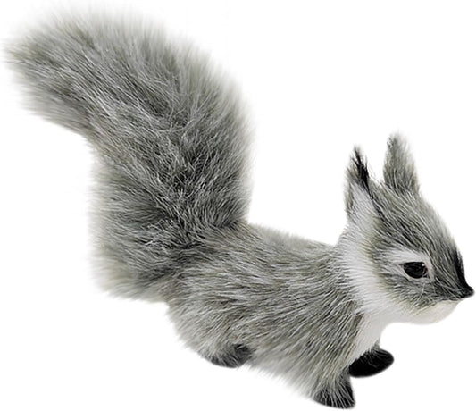 Calsgkspray gray mini squirrel plush on shelf, cozy decor accent.