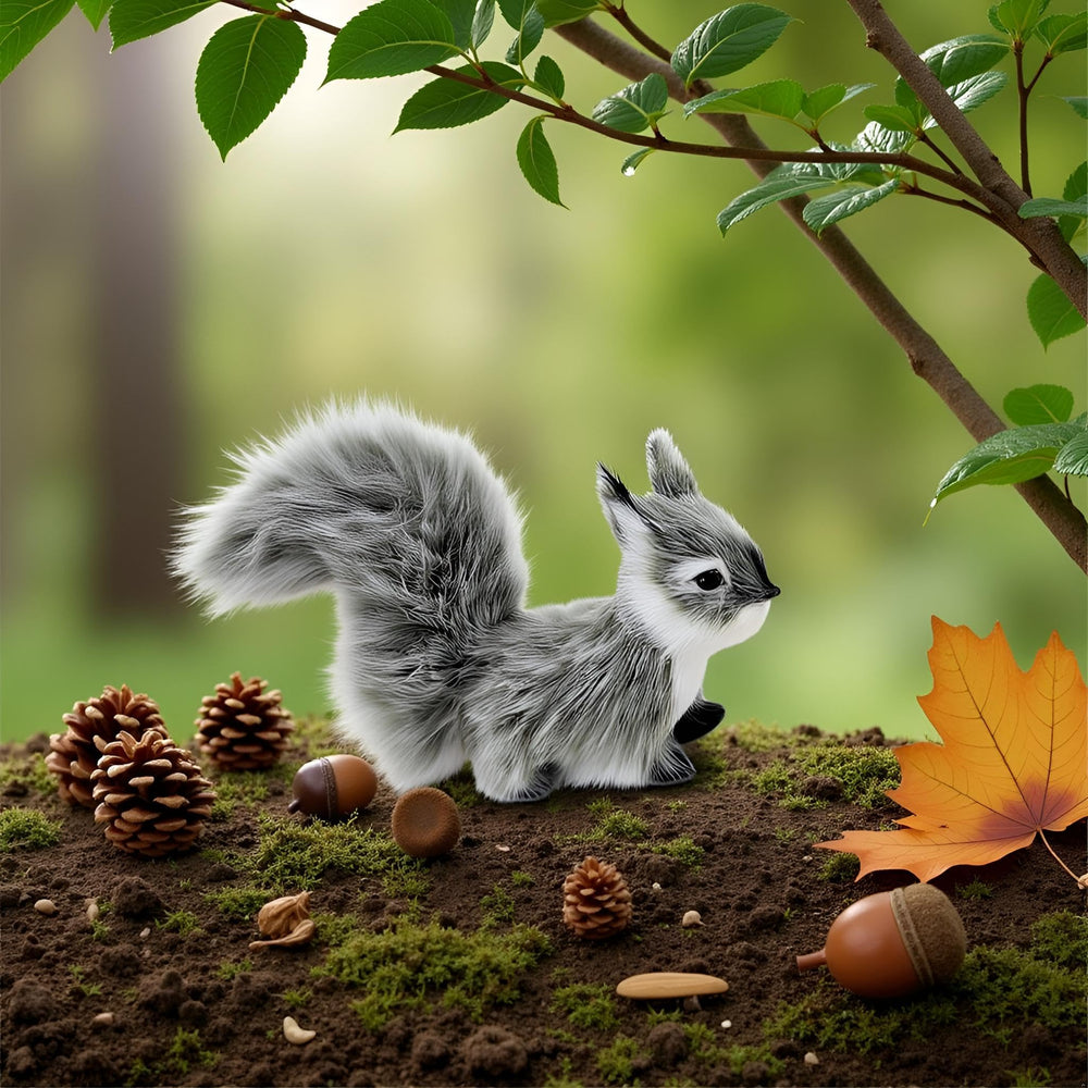 Calsgkspray gray mini squirrel plush closeup reveals soft fur texture.
