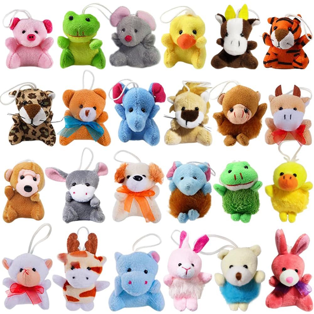 CAMIRUS 24-pack mini animal plush set with diverse designs for lively party favors