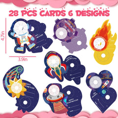 Camirus Space Valentines Cards with seven space designs for festive exchanges.