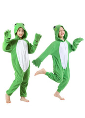 CANASOUR frog green animal onesie front view with vibrant eyes for playful cosplay