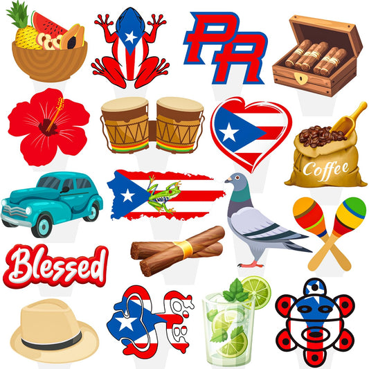 CANDY CHEF Puerto Rico cupcake toppers pattern 1 decorate cupcakes with authentic festive flair