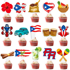 CANDY CHEF Puerto Rico cupcake toppers pattern 2 feature vintage car and flag for celebration desserts