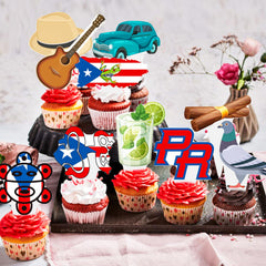 CANDY CHEF Puerto Rico cupcake toppers pattern 6 celebrate Puerto Rican culture on birthday cakes