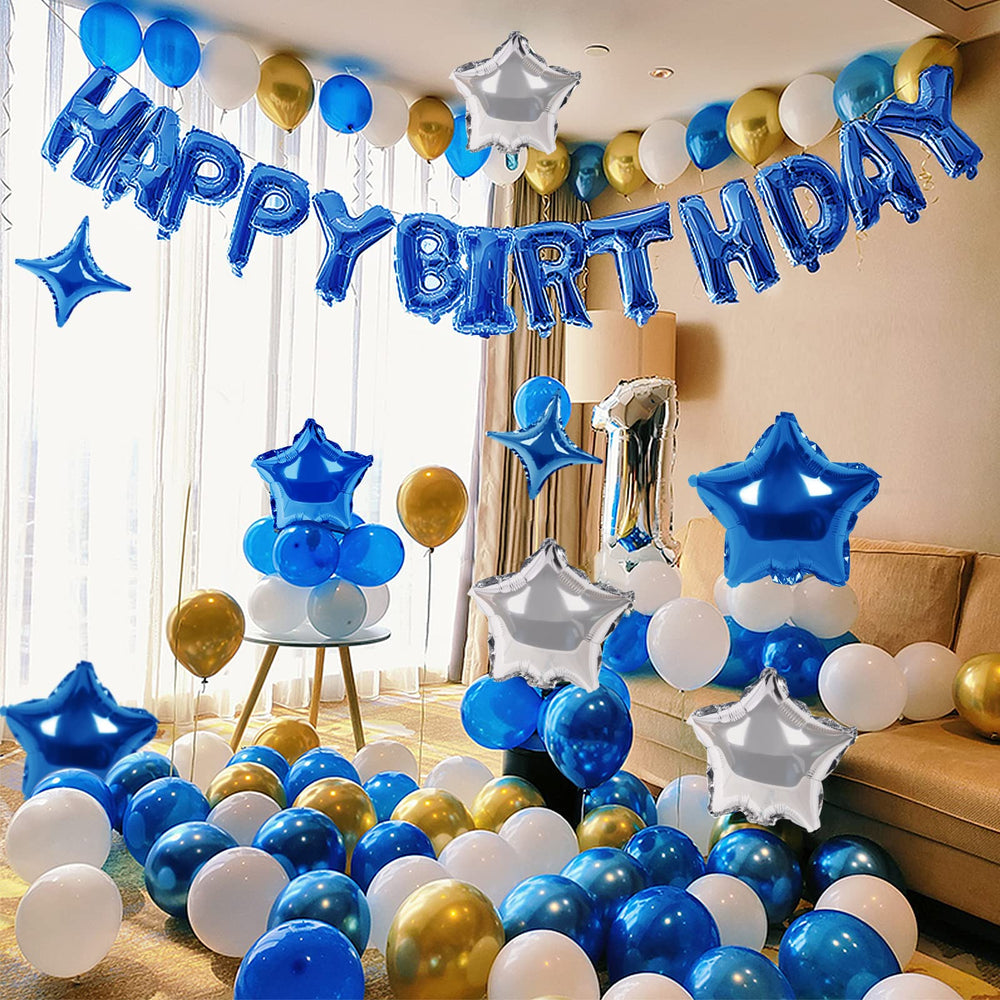 CANREVEL blue and silver stars, 18 inches, create a striking backdrop.