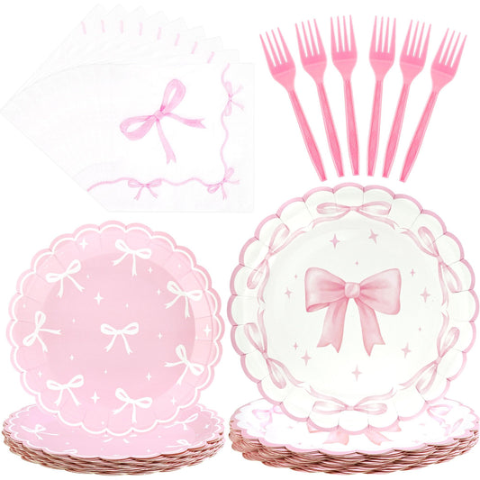 CANREVEL bow dessert plates showcase a festive pattern for celebrations.