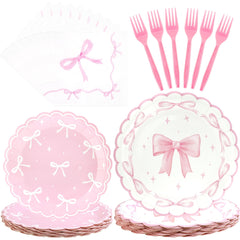CANREVEL bow dessert plates showcase a festive pattern for celebrations.