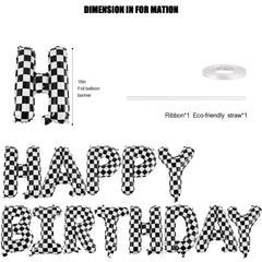 CANREVEL checkered foil balloons and letters for a race car themed party