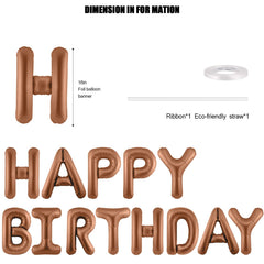 CANREVEL foil letter balloons spell 'HAPPY BIRTHDAY' with a 3D chocolate finish for photos.