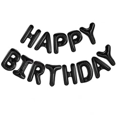 CANREVEL Happy Birthday banner 16in black foil letters for bold party decor