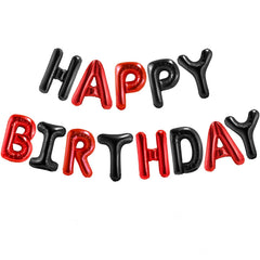 CANREVEL Happy Birthday banner letters, 16-inch foil, bold black and red for vibrant celebrations.