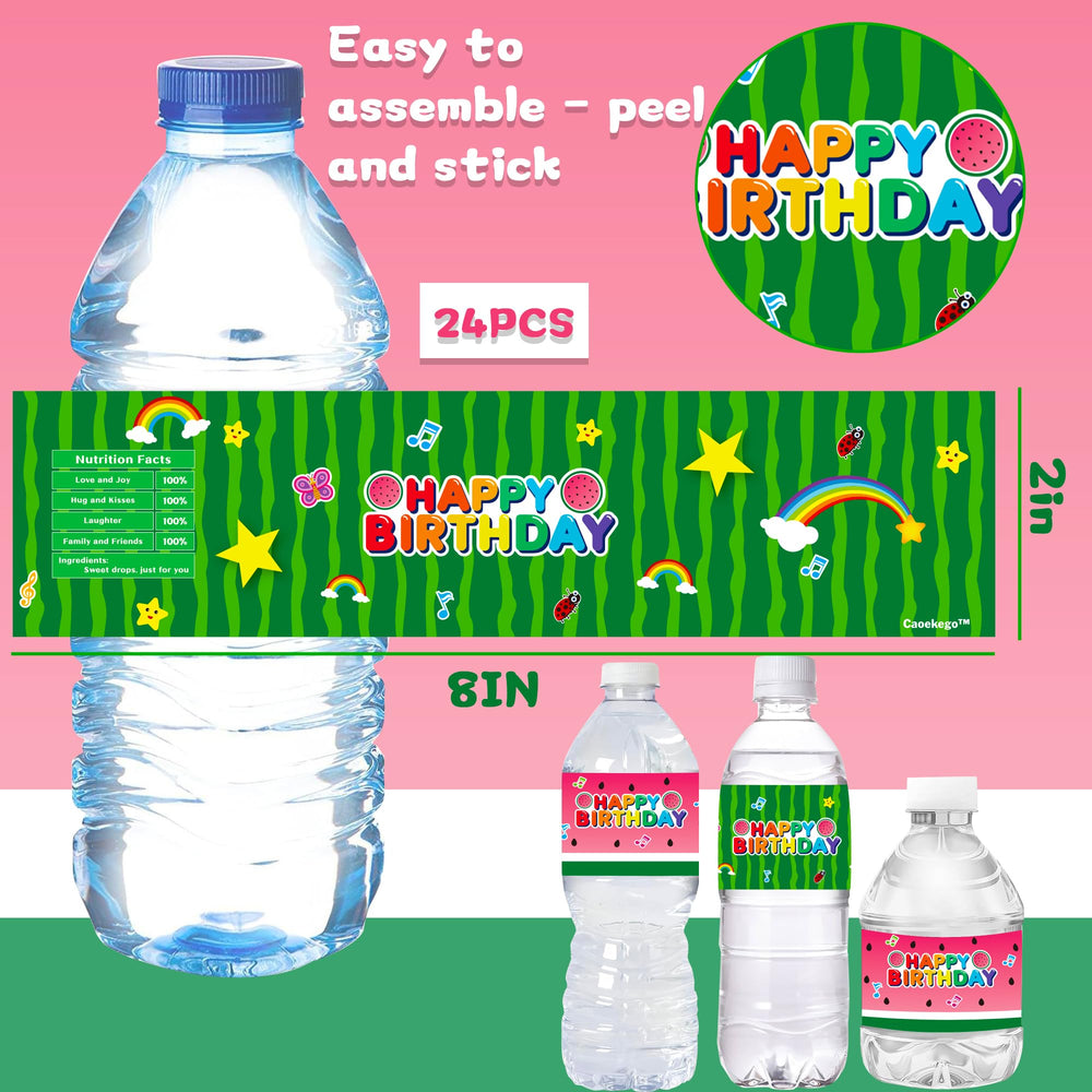 Caoekego kids party decor idea melon label for bottles