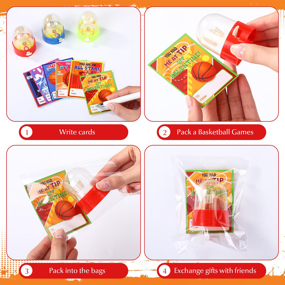 Capoda Valentines basketball card designs bring bright colors for classroom exchanges.