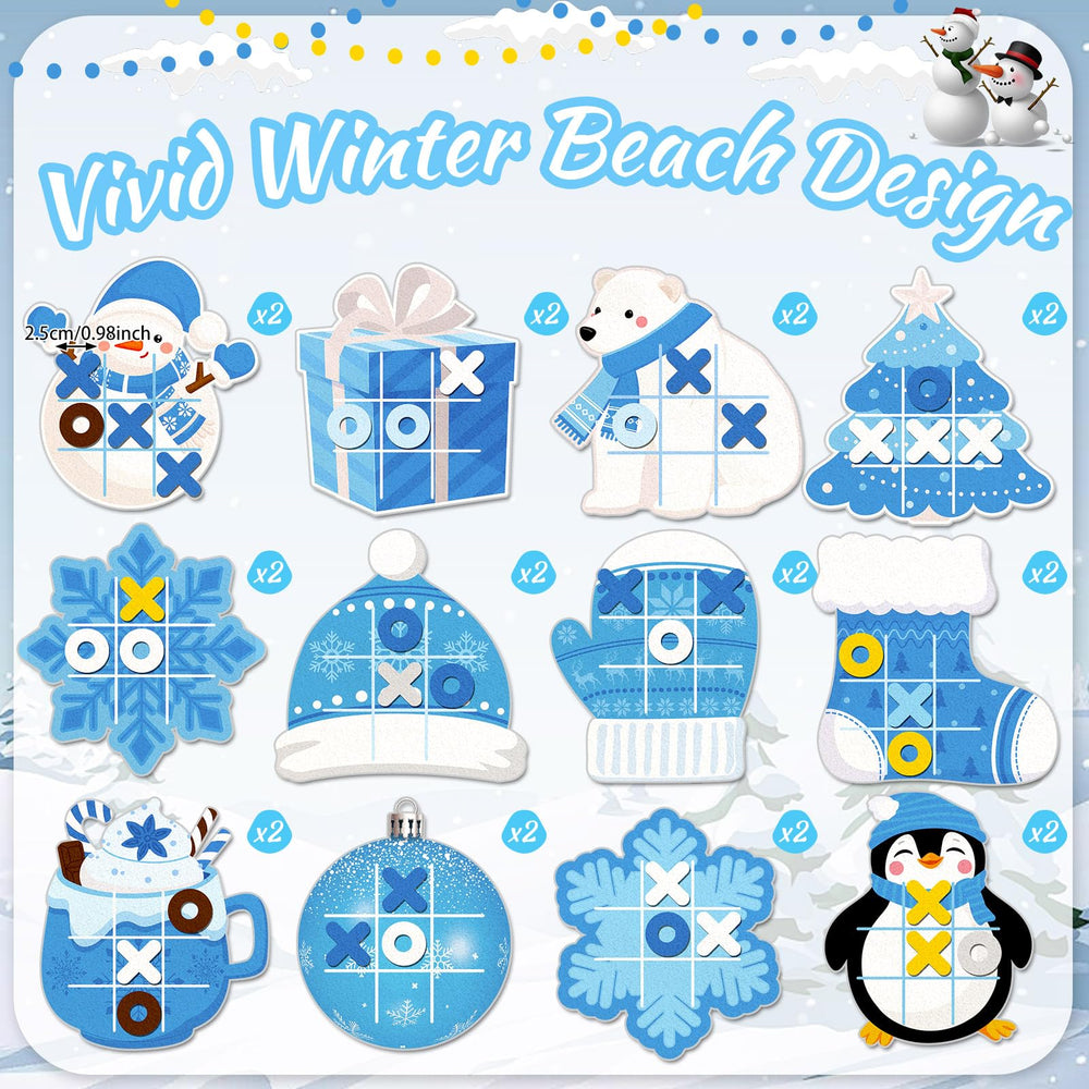Capoda winter tic tac toe chess pieces storage set for travel.