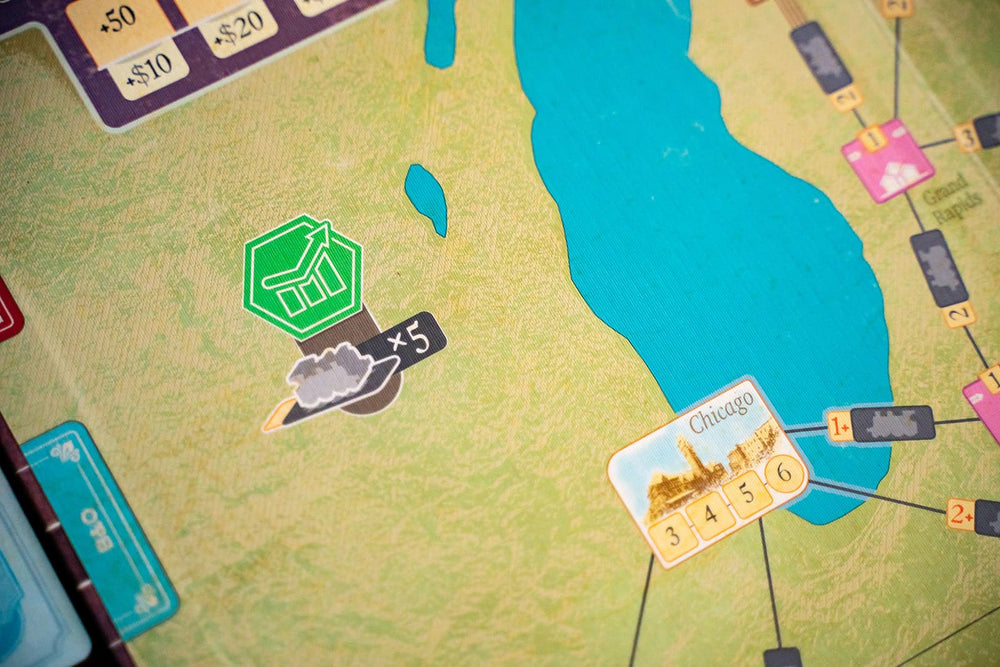 Capstone Games Age of Rail economic engine showcasing player interaction.
