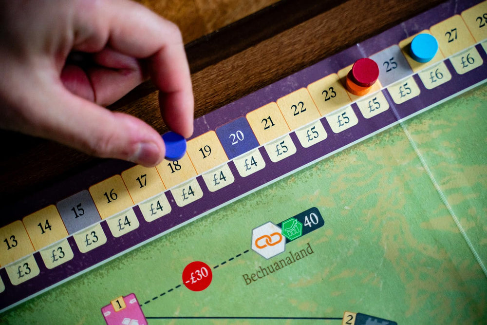 Capstone Games Age of Rail South Africa shares cards indicate investment options.