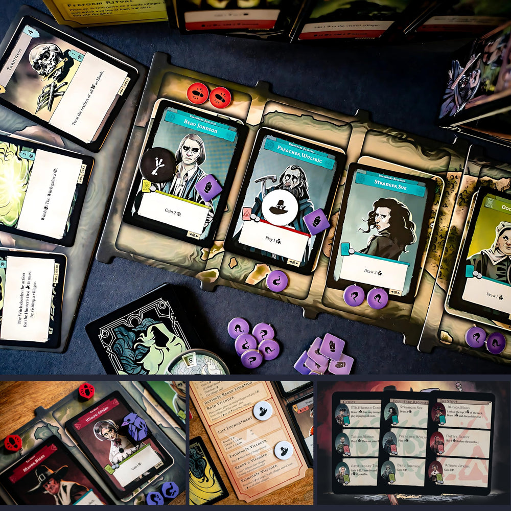 Capstone Games Pagan suspect card signals possible reveals during play.
