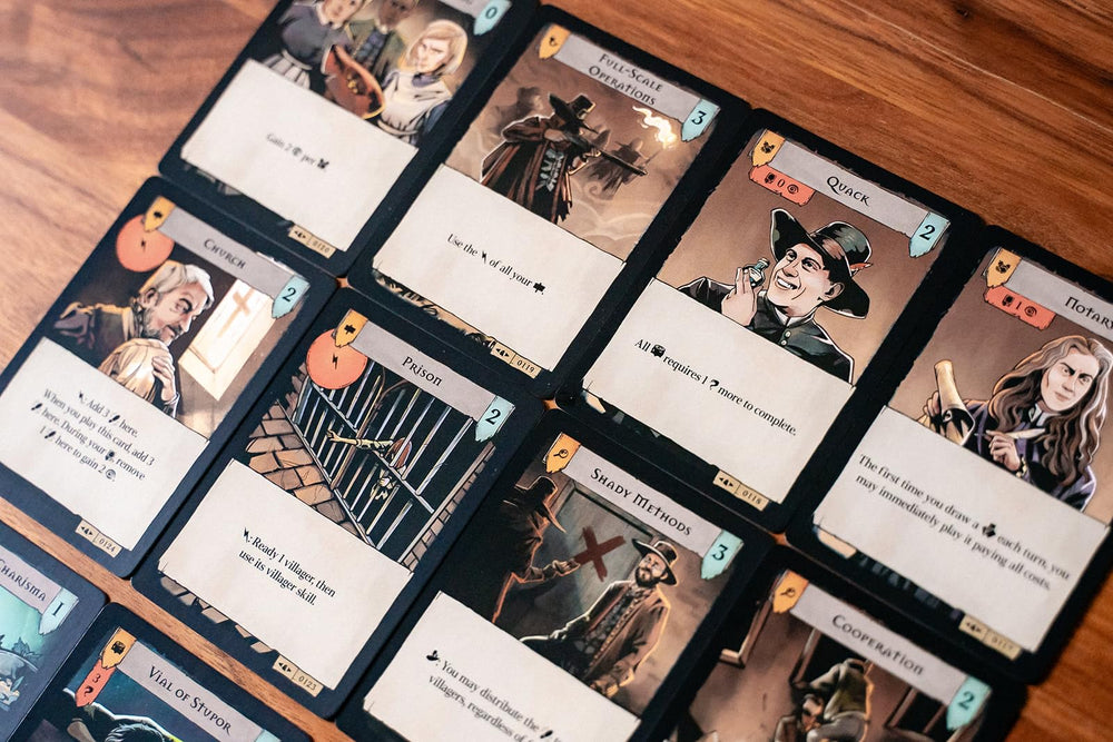 Capstone Games Pagan: Fate of Roanoke Witch vs Hunter duel image emphasizes tense confrontation and misdirection.