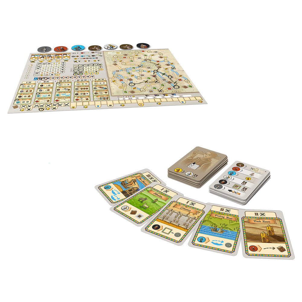 Pens cards and tiles from Capstone Games Draw and Write set