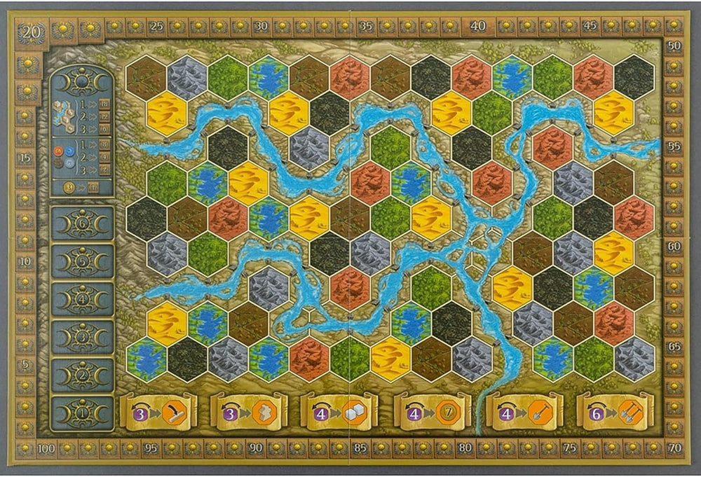 Capstone Games Terra Mystica Fire and Ice dragonlords power tokens suggest volcanic strategy.