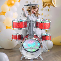 Red drum set makes a fun gift for kids ages 2-6.