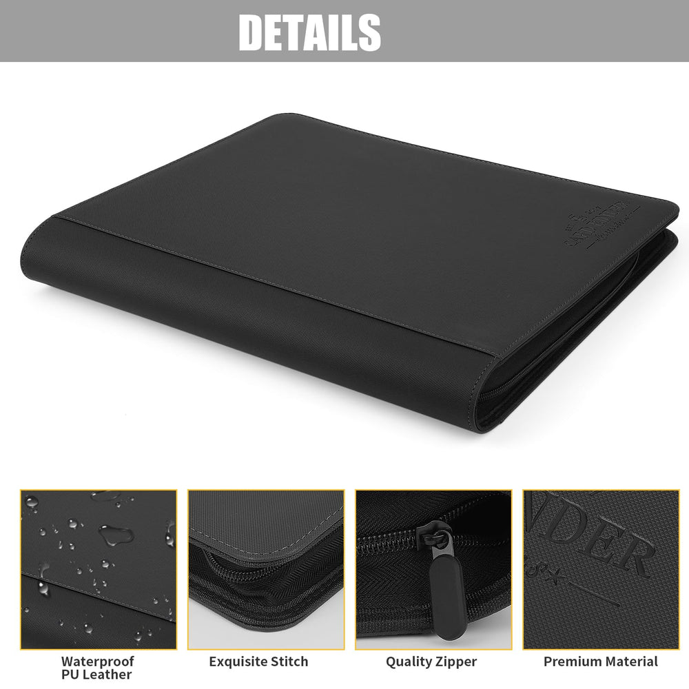 CARDBINDER Toploader 9-pocket pages layout demonstrating 288-card capacity.