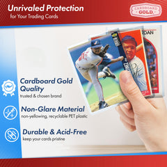 Cardboard Gold 35pt Toploader dust-protection shields cards from debris.
